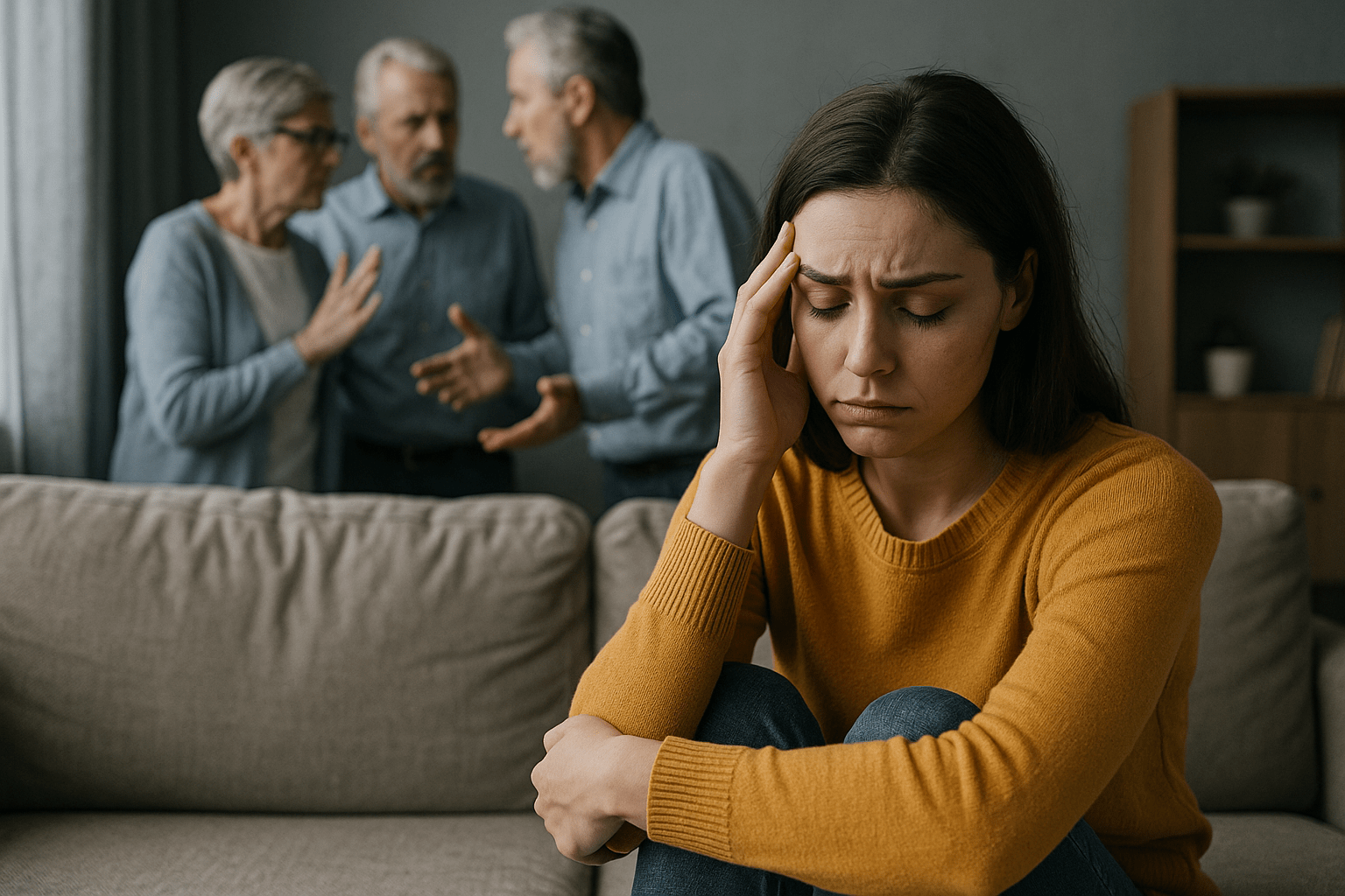 Familia compartiendo un momento de paz, con expresiones de alegría y conexión