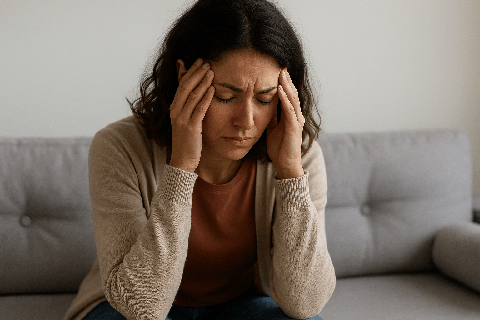 Mujer joven con expresión de dolor y traición, buscando sanación emocional