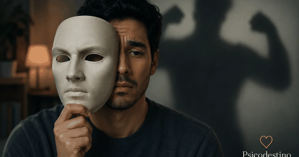 Hombre mirándose al espejo con dudas mientras su reflejo muestra mayor seguridad, simbolizando el proceso de fortalecer la confianza personal.