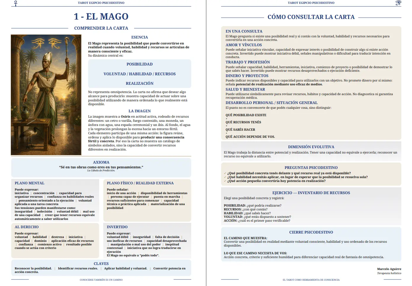 Páginas del arcano El Mago en el compendio
